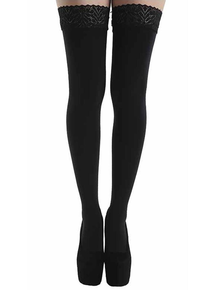 50 Denier Lace Top Sheer Hold Ups Black Plus Size Bras