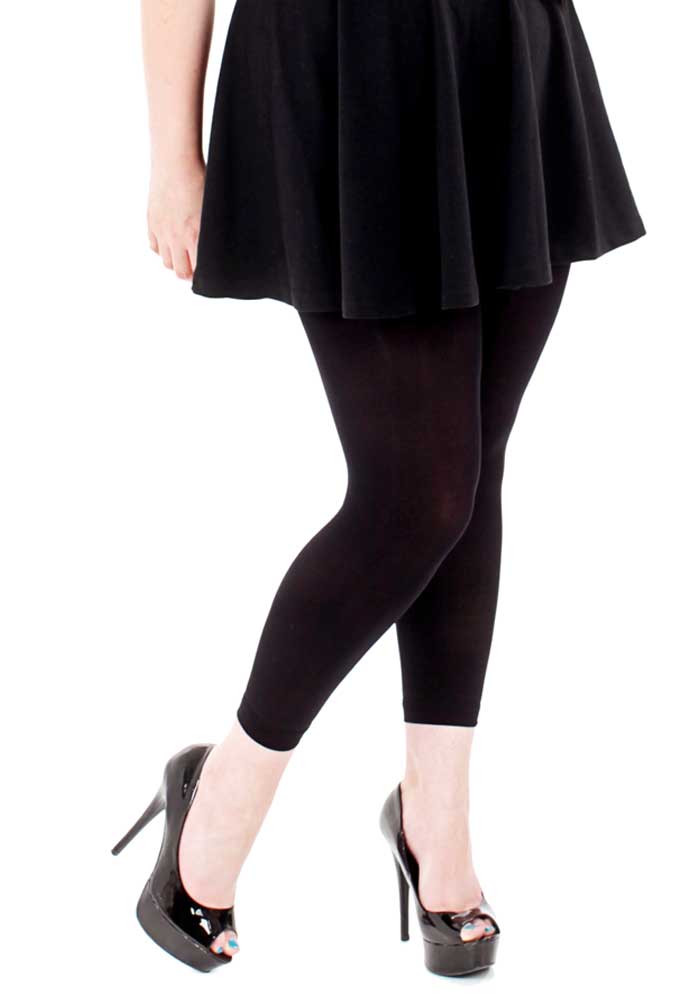 120D Opaque Footless Tights Black Plus Size Bras